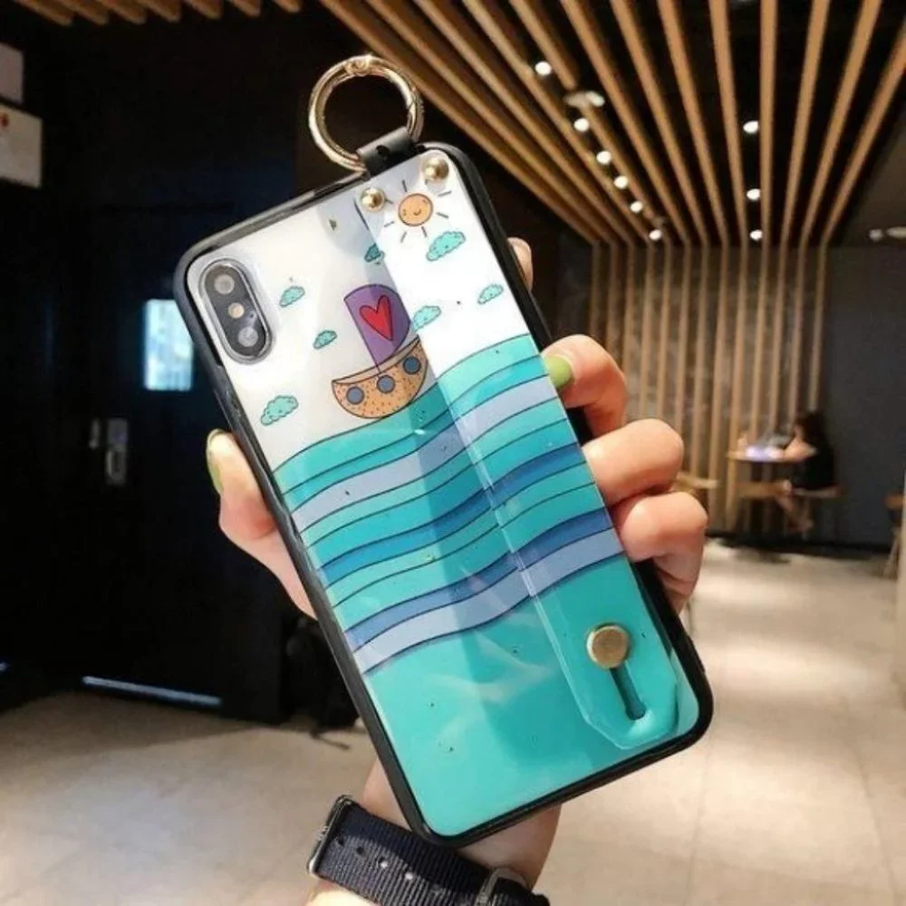 Boat Gold Foil Wristband Stand Phone Case
